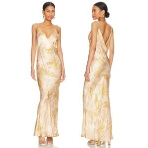 Bec + Bridge Dusty Palms Maxi Dress Satin Summer Wedding Vacation Party Sz 4